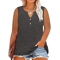 RITERA Plus Size Tanks Tops for Women Summer V Neck Solid Color Sleeveless Tanks Shirts Basic Causal Trendy Tanks Tops