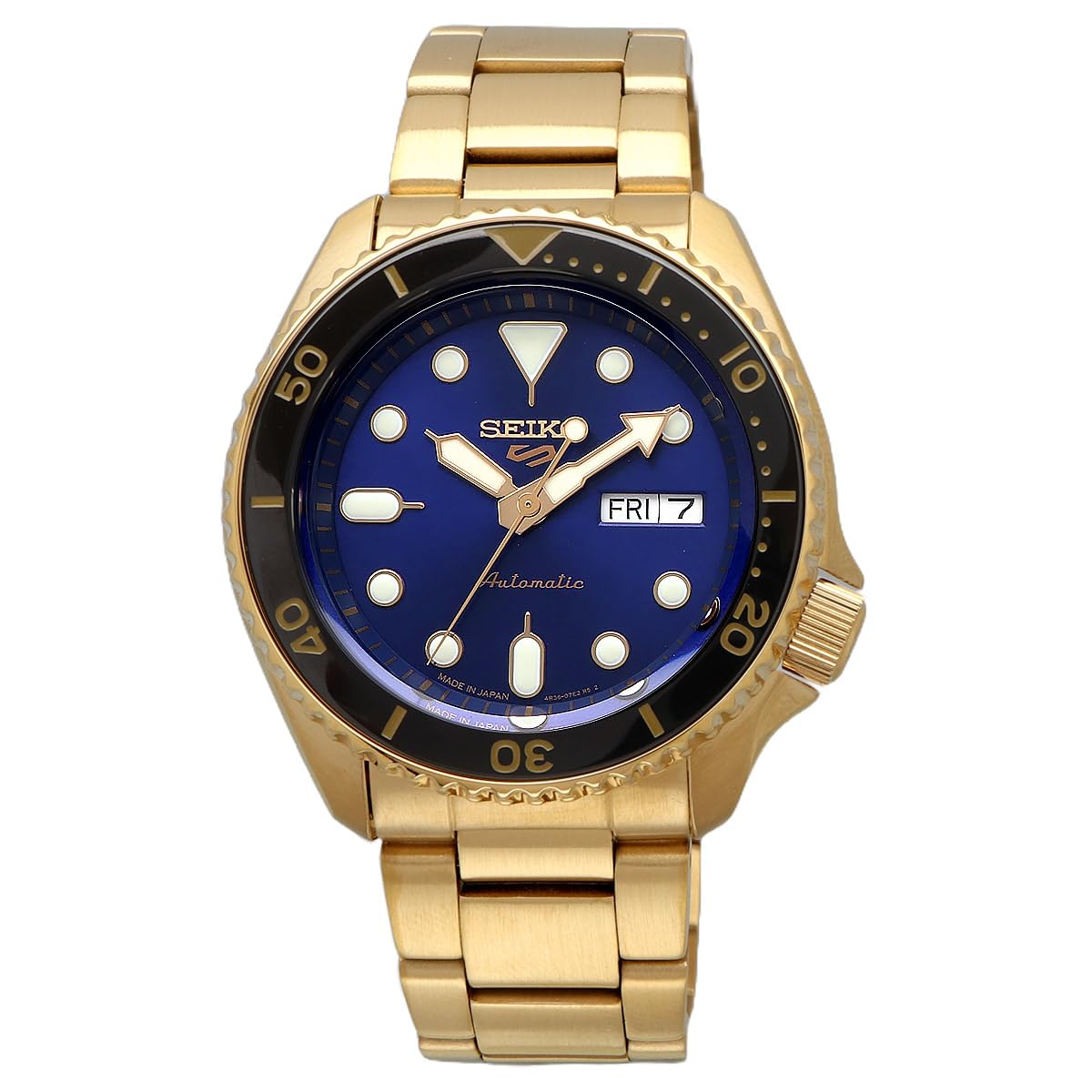 Seiko SRPK20 Men's 5 Sports Skx Sports Style Automatic Watch, Made in Japan, Made in Japan, U.S. Special Creation SRPK20, Cobalt Blue x Gold, Sporty