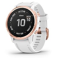 Garmin fenix 6S Pro, Premium Multisport GPS Watch, Smaller-Sized, Features Mapping, Music, Grade-Adjusted Pace Guidance and Pulse Ox Sensors, Rose Gold with White Band