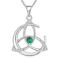 YL Celtic Knot Necklace 925 Sterling Silver Moon Pendant Gemstones Jewelry for Women