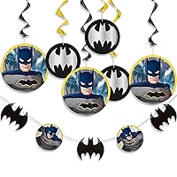 Unique Batman Party Decorations Kit - 7 Ft. (Pack of 7) - Multicolor Hanging Swirls & Garland - Perfect for Superhero Themed Birthday and Event Celebrations