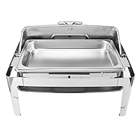 Chafing Dish Buffet Set Mirror Polished Glass Lid Catering Food Warmer for Buffets and Parties 9L (Stainless Steel Color)