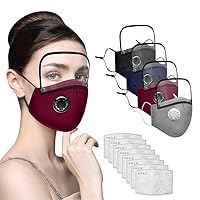 4Pcs Outdoor Washable Reusable Facemask With Filter and Detachable Eye Shield for Adults,Protection Bandana (4 colors)