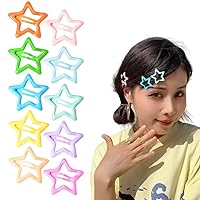 10 Pcs Star Side Hair Clip Star Metal Snap Hair Clips for Women Hair Accessories Clips for Girls Decorative Star Hair Clips Colorful Star Snap Barrettes for Women Teen Girls Pentagram Star Hair Clamps