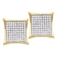 The Diamond Deal 14kt Yellow Gold Womens Round Diamond Kite Cluster Earrings 7/8 Cttw