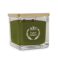 Scented Candles Holiday Square Glass 2 Wood Wick Handcrafted Premium Beeswax Blend Scented Candle, 16.3-Ounce, Forest Balsam