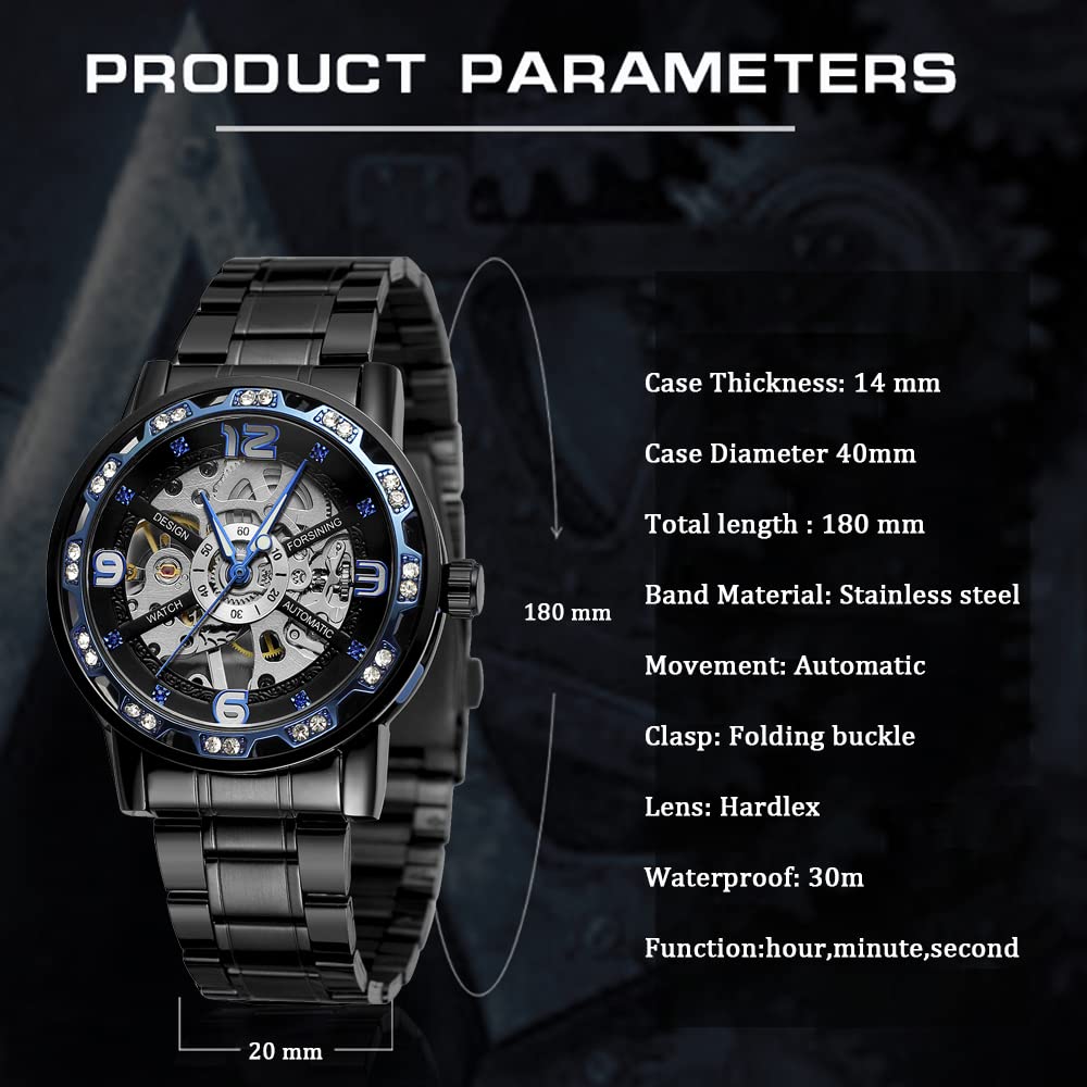 Transparente modische Diamant-Armbanduhr, Königliches Design, für Herren, Top-Marke, Luxus-Männer, mechanische Skelett-Armbanduhr