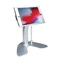 Dual Kiosk Stand- CTA Aluminum Stand with Locking Case and Cable. 360-Degree Rotating Base. Enclosure Designed for iPad mini Generations 1-5 with Access to all Ports and Buttons, Silver (PAD-ASKM)