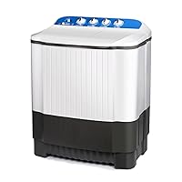 Portable Washing Machine 32lbs Portable Washer and Dryer, Washer(22Lbs) and Spinner(10Lbs) Cycle Combo 2 In 1 Mini Twin Tub Washing Machine for Apartments, Dorms, Camping and More Grey