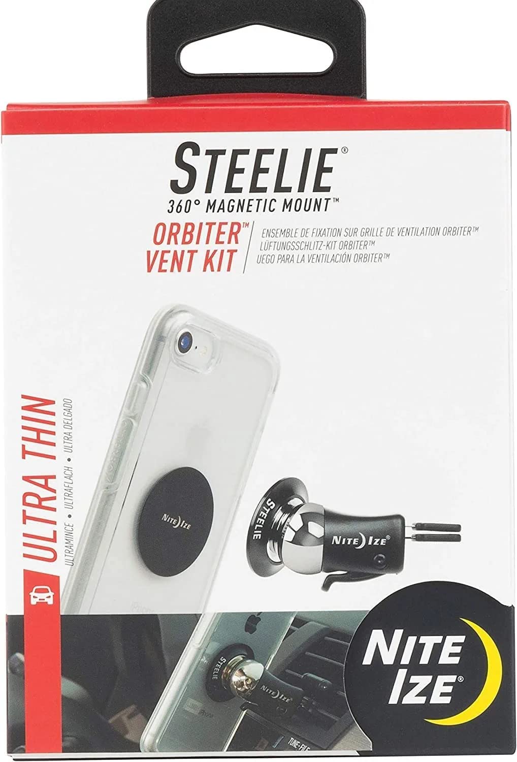 Nite Ize Steelie Orbiter Vent Mount Kit - Portable Magnetic Cell Phone Holder for Car Vent, Low profile, No attached Magnets