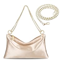 Women’s Satin Evening Bag Clutch Purse Handbag for Women Wedding Shoulder Bag with 2 Chains for Formal Cocktail Party