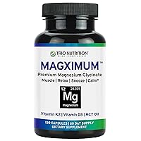 Trio Nutrition MagX Magnesium Glycinate, Vitamin D3, Vitamin K2 & MCT Oil | Chelated Magnesium Supplement | Calm, Relaxation & Recovery | Be Well Rested & Start Your Day with Magximum