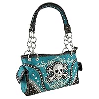Embroidered Concealed Carry Rhinestone Studded Skull Purse in 6 colors