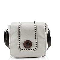 Ladies women flap over leather effect cross body shoulder bag handbag (Dark Grey)