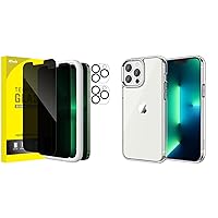 JETech iPhone 13 Pro 6.1-Inch Privacy Screen Protector with Camera Lens Protector and Bumper Case Bundle