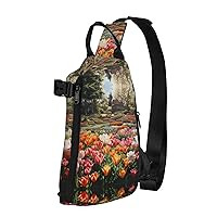 Xmas Gift Deer Print Lightweight Adjustable Crossbody Backpack Daypack For Men,Women Sling Bag