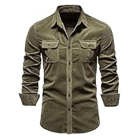 Spring Men' Shirt Large Loose Cotton Breathable Shirts for Men Daily Solid Color Slim Size US