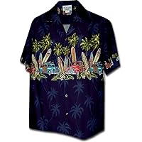 Pacific Legend Island Woodies Hawaiian Camp Shirts Black