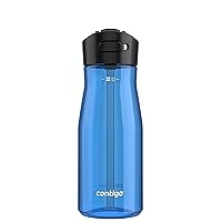 Contigo Ashland 2.0, 32oz Leak-Proof Water Bottle with Interchangeable Lid, Angled Straw & Lid Lock, Blue Poppy Color, Dishwasher Safe and Suitable for Travel