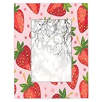 Fruit 8x10 Wood Picture Frames 1 Pack with Resistant Glass,With Hooks and Brackets, Strawberry Pattern Frames Can Be Tabletop Display or Wall Display