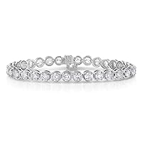 7.50 cttw Lab Grown Diamond Tennis Bracelet in 14K White Gold Classic Prong Round 7 Inch