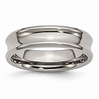Titanium Concave 6mm Polished Beveled Edge Band Ring