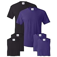 Hanes Men's 6-Pack Crew T-Shirt, 3 Black / 3 Purple, XXX-Large