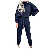 Tracksuit Womens Full Set 2 Piece Plain Oversize Jumper And Wide Leg Jogger Sets For Ladies 2Pcs Trainning Suit Sets Yoga Sports Gym Outfit Sets