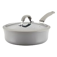 Rachael Ray Cook + Create Nonstick Sauté Pan with Lid, 3 Quart, Gray