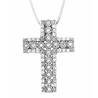 1/5 CTTW Miracle Plate Diamond Cross Pendant in Sterling Silver
