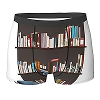 Library Bookcase Print Funny Novelty Men's Boxer Briefs Soft Comfortable Men's Performance