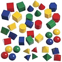 Mini Geometric Solids - Set of 40 - 3D Shapes for Math & Geometry - Multicolored Math Manipulatives For Kids - 10 Different Shapes