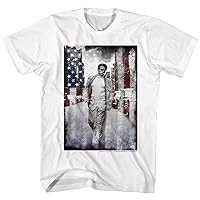 James Dean T-Shirt Distressed American Flag Adult White Tee