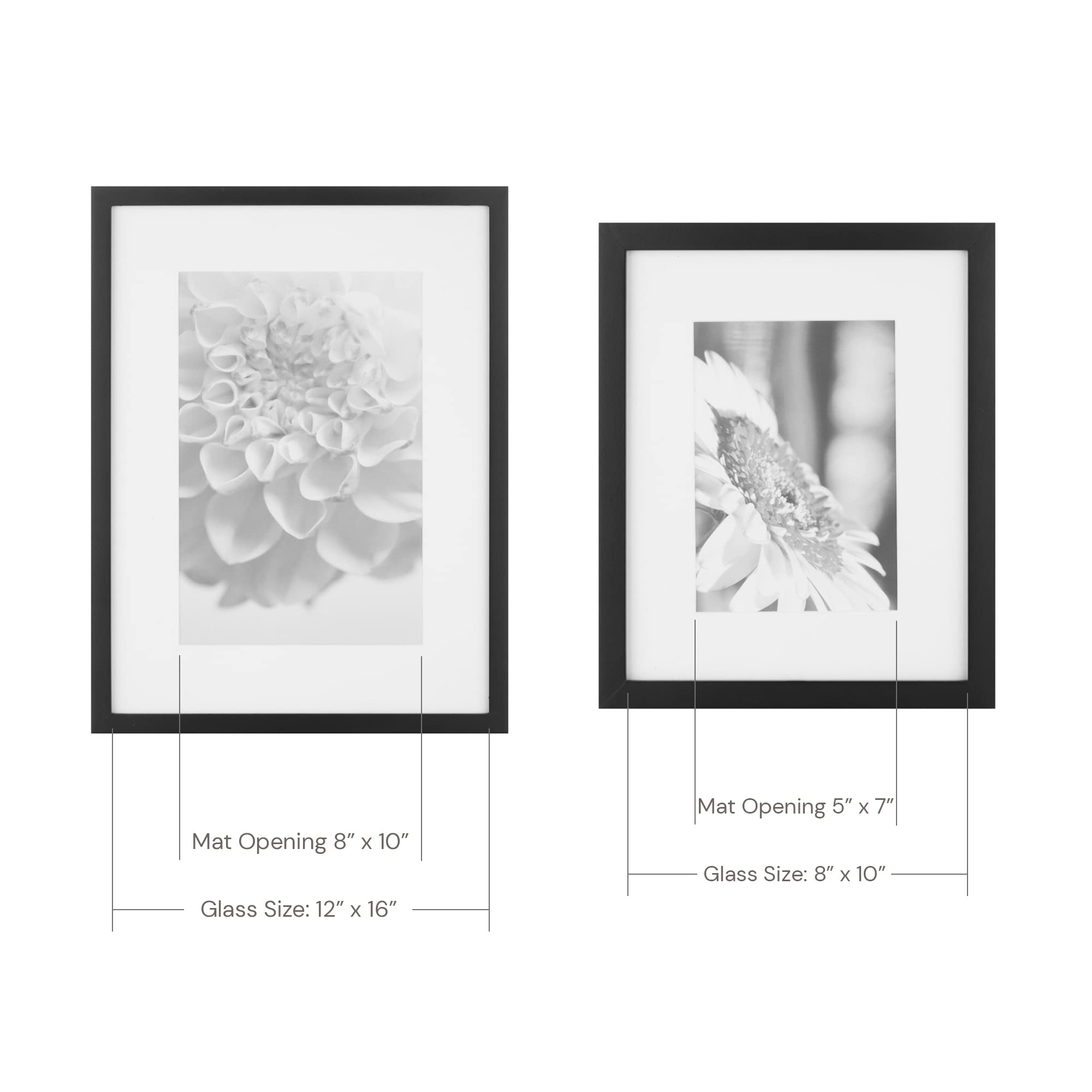 Gallery Perfect 7 Piece Black Gallery Wall Kit Picture Frame Set with Decorative Art Prints & Hanging Template, Multi-Size