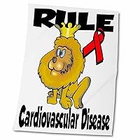 3dRose Rule Cardiovascular Disease Awareness Ribbon Cause Design - Towels (twl-116002-2)