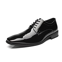 Tuxedo Shoes Patent Leather Wedding Shoes for Men Cap Toe Lace up Formal Business Oxford Shoes
