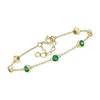 Ross-Simons 1.70 ct. t.w. Bezel-Set Emerald Station Bracelet in 18kt Gold Over Sterling. 7 inches