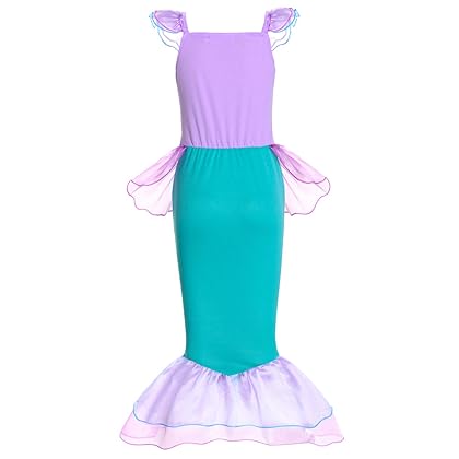 Joy Join Little Girls Princess Mermaid Costume for Girls Dress Up with Wig,Crown,