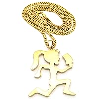 Juggalette Girl Pendant Necklace with Cuban Link Chain