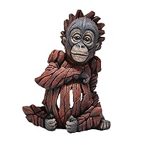 Edge Sculpture Baby Orangutan Sitting Animal Figurine, 7.875 Inch, Orange