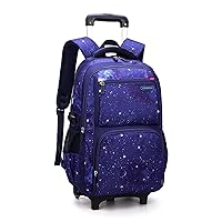 MITOWERMI Boys Rolling Backpacks Kids'Luggage Wheeled Backpack for School Boys Trolley Bags Space-Galaxy Roller Bookbag