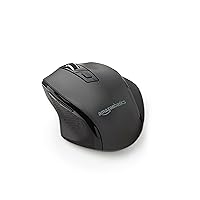 Amazon Basics Ergonomic 2.4 GHz Wireless Optical Mouse, DPI adjustable, Compatible with PC, Mac, Laptop - Black