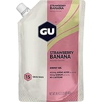 GU Energy Original Sports Nutrition Energy Gel, Vegan, Gluten-Free, Kosher, and Dairy-Free On-the-Go Energy for Any Workout, 15-Serving Pouch, Strawberry Banana