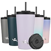 18OZ Insulated Tumbler with Lid and 2 Straws Stainless Steel Water Bottle Vacuum Travel Mug Coffee Cup,Taro