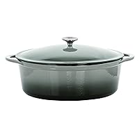 MegaChef 7 Quarts Oval Enameled Cast Iron Casserole in Gray