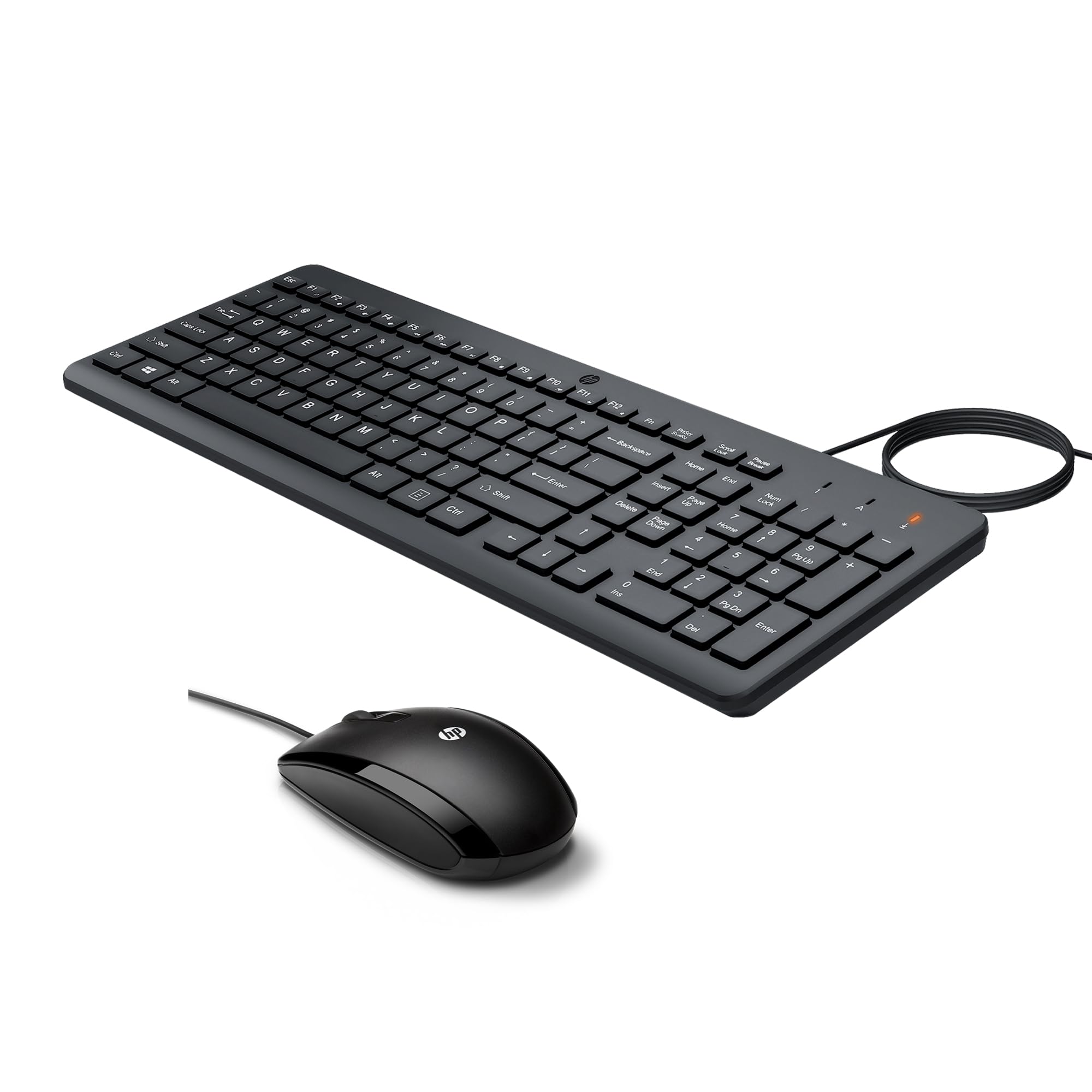 Bundle of HP X500 Wired USB Mouse & HP 150 Wired Keyboard - Full-Sized Numeric Keypad, Silent-Touch (Keyboard) - Compatible w/Windows PC, Mac, Desktop, Laptop, Notebook, Chromebook - Plug-and-Play