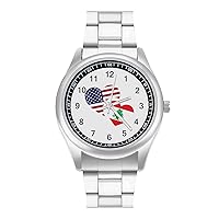 Lebanon US Flag Custom Watch Stainless Steel Wristwatch with Easy Read Dial for Women Men Fashion Gift