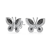 Majesty Butterfly Huggies– Enchanting Purple & White CZ Garden Insect Butterfly Huggie Hoop Earrings for Women in .925 Sterling Silver
