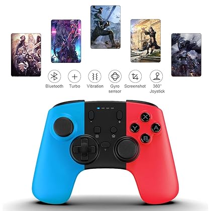 Wireless Controller for Nintendo Switch,STOGA Remote Pro Controller for Nintendo Switch Console, Game Controller Supports Gyro Axis, Thrbo and Dual Vibration (Red&Blue)