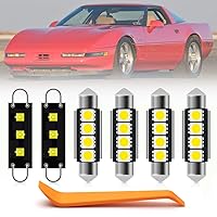 12pcs Interior LED Lights Bulb Kit for Chevy Corvette C4 1984 1985 1986 1987 1988 1989 1990 1991 1992 1993 1994 1995 1996 Super Bright 6000K White Interior Light Bulbs + Install Tool